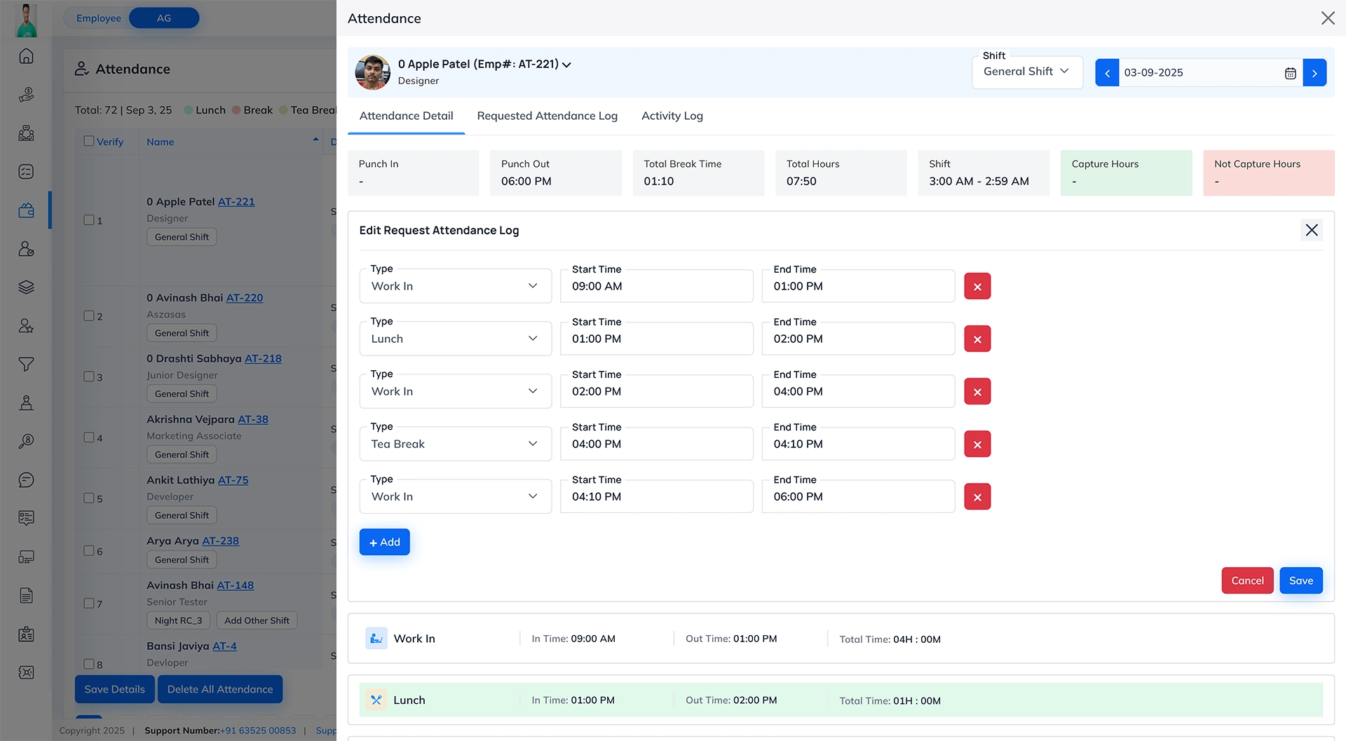 Attendance Log Change Mode