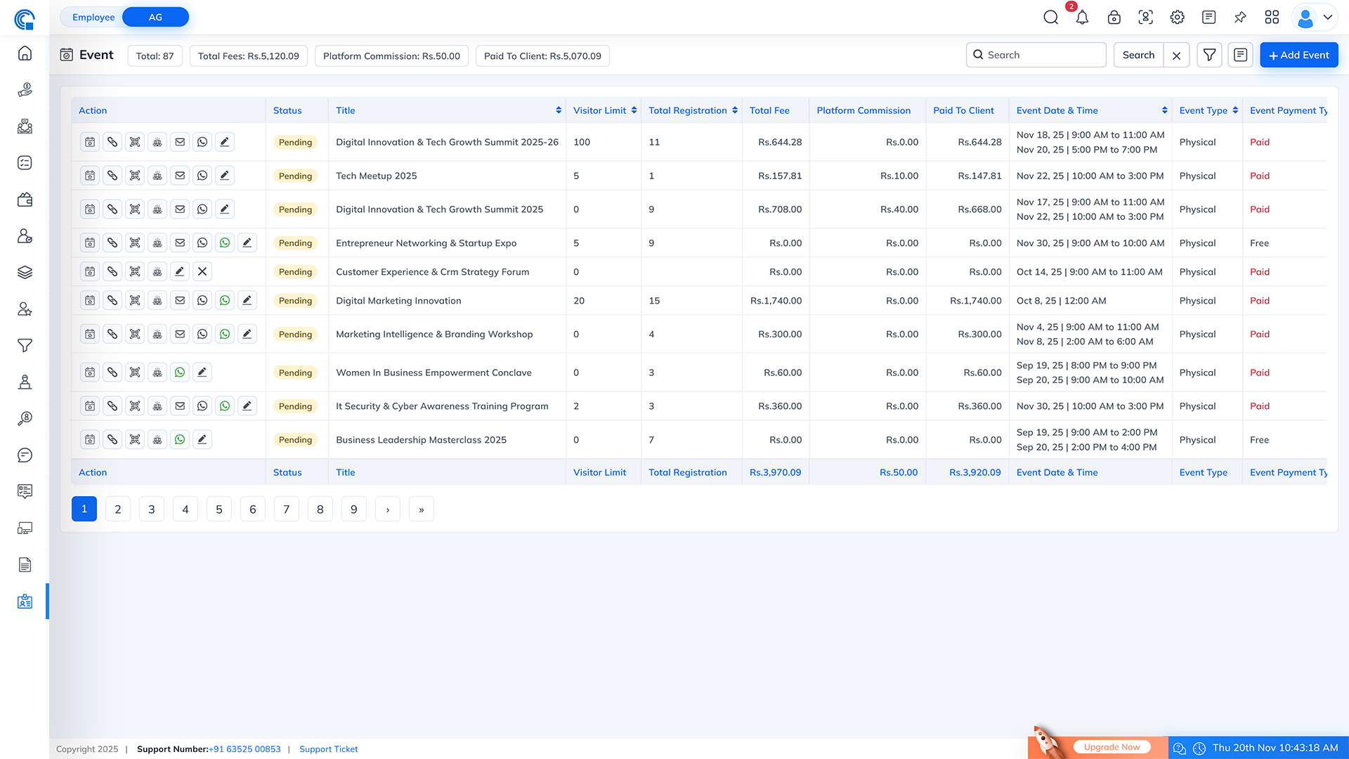 Event Module Navigation