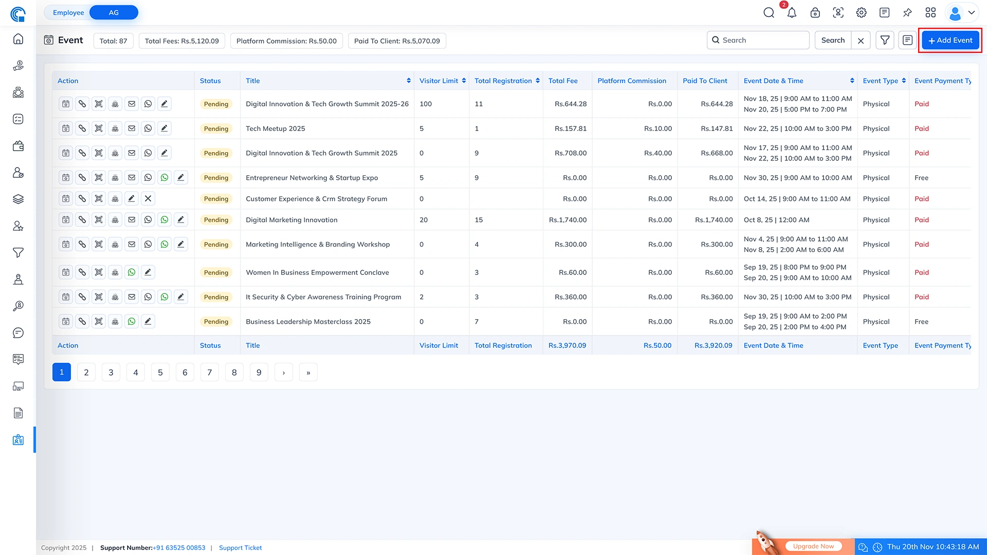 Event Module Navigation