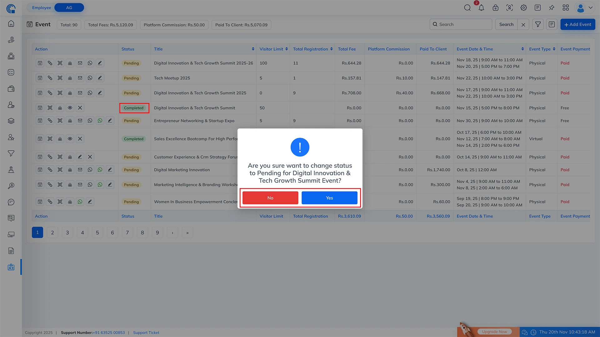 Event Module Navigation