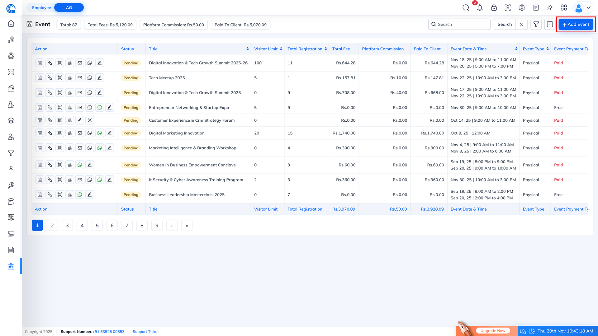 Event Module Navigation