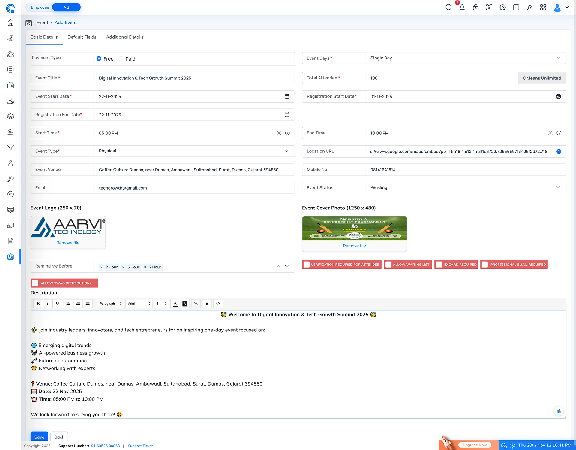 Event Module Navigation