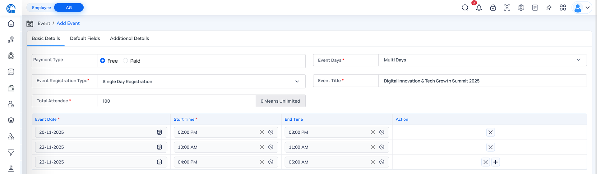 Event Module Navigation