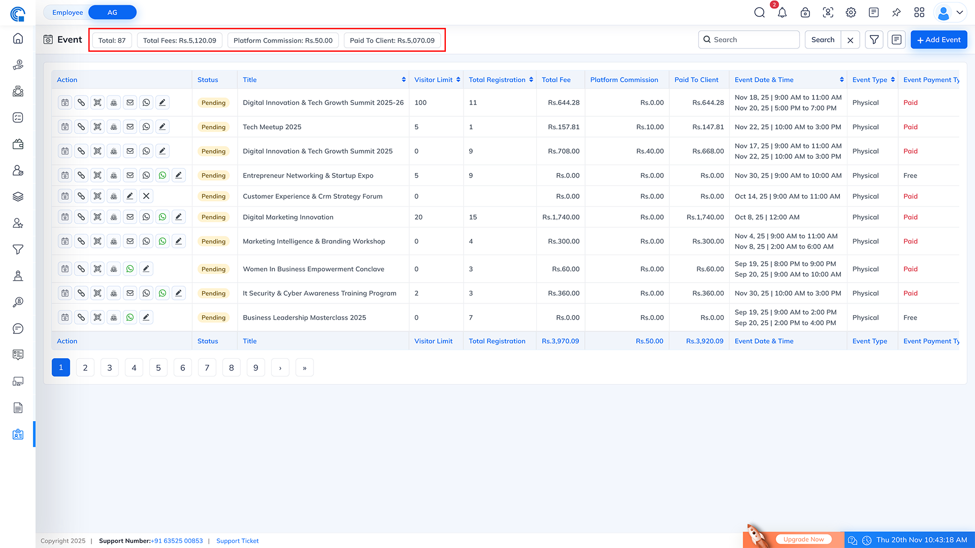 Event Module Navigation