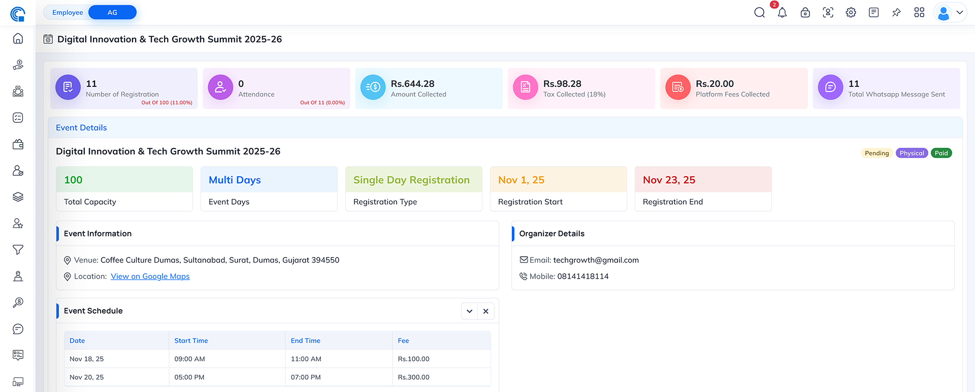 Event Module Navigation