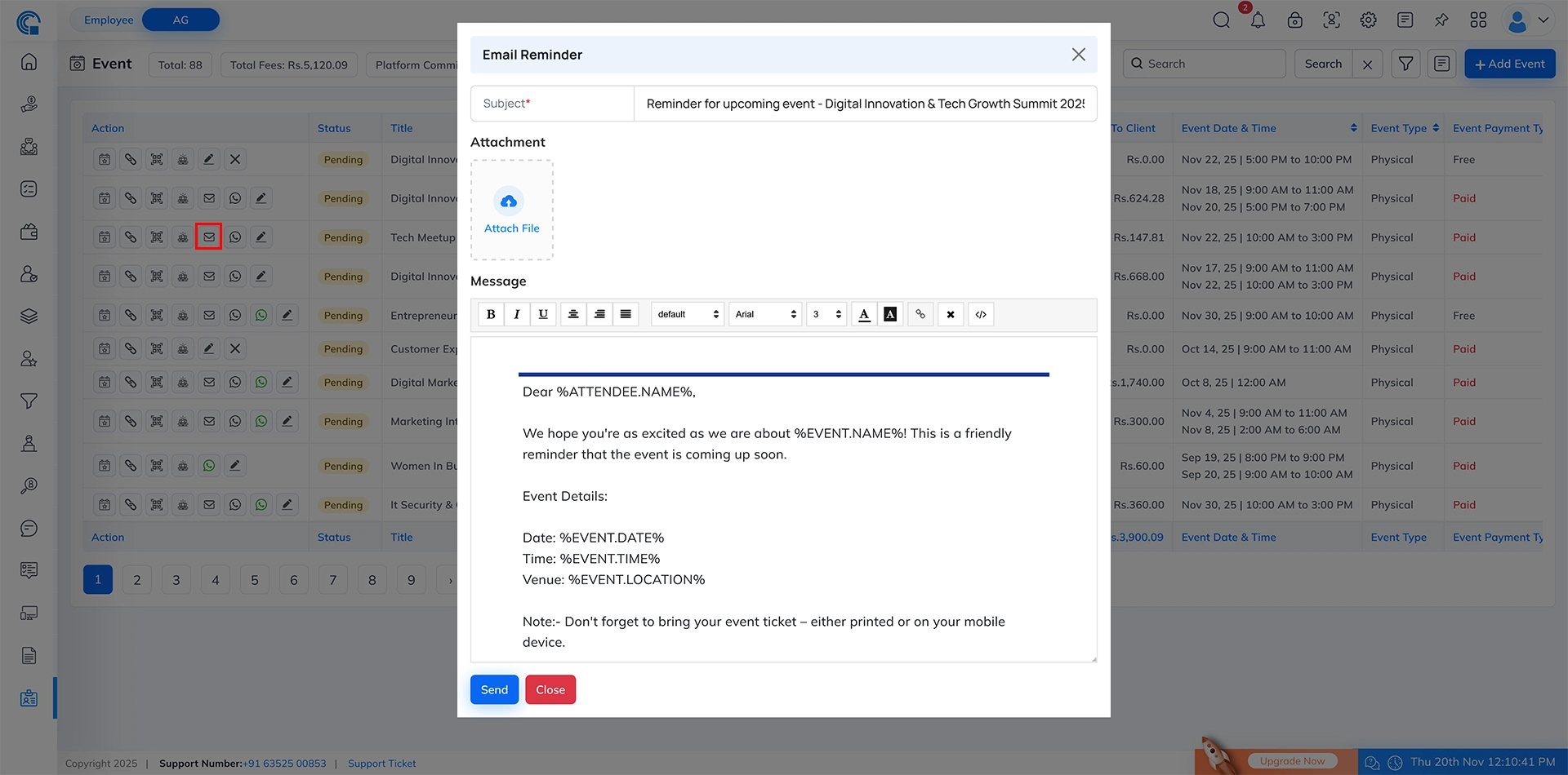 Event Module Navigation