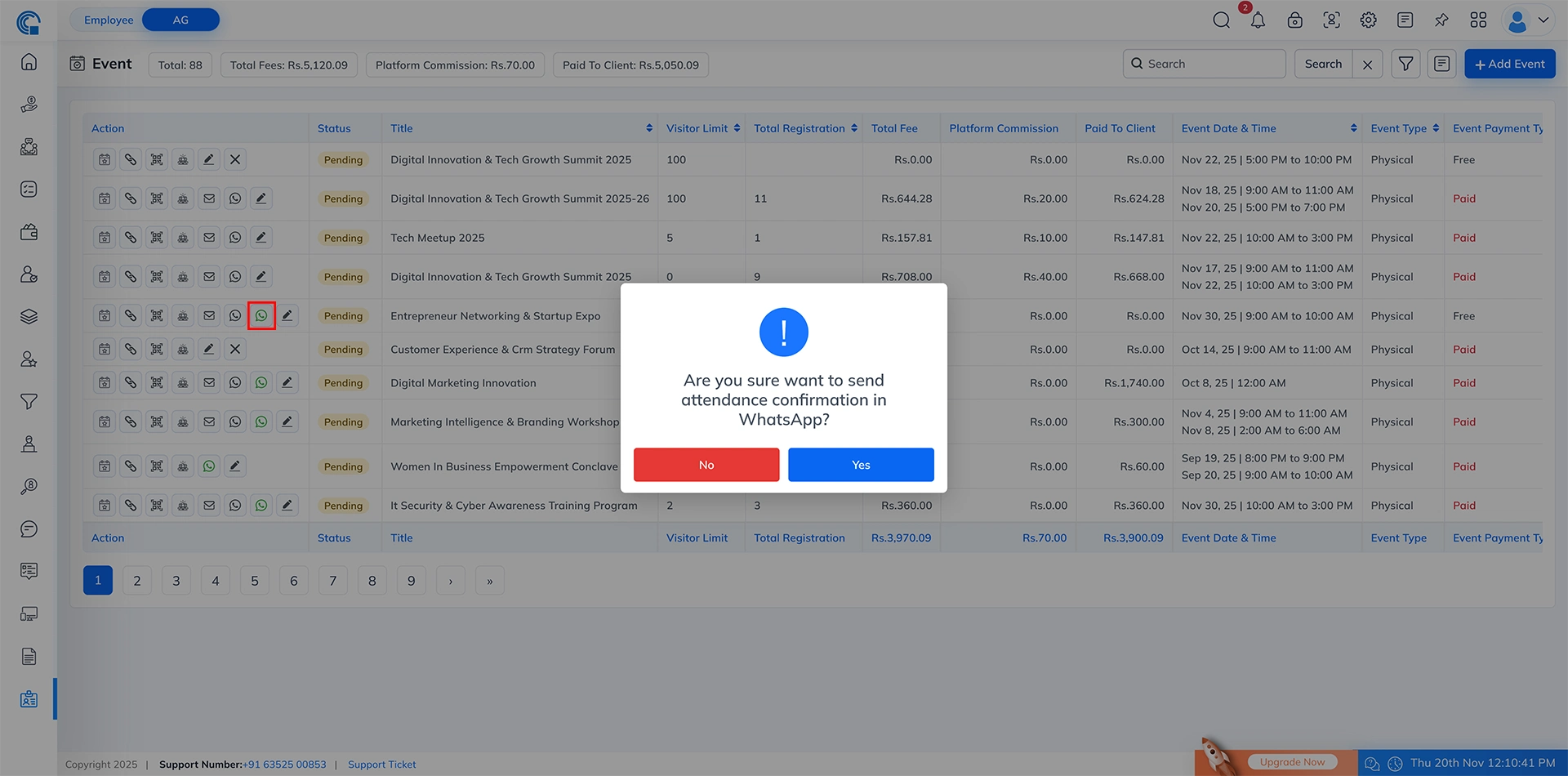 Event Module Navigation