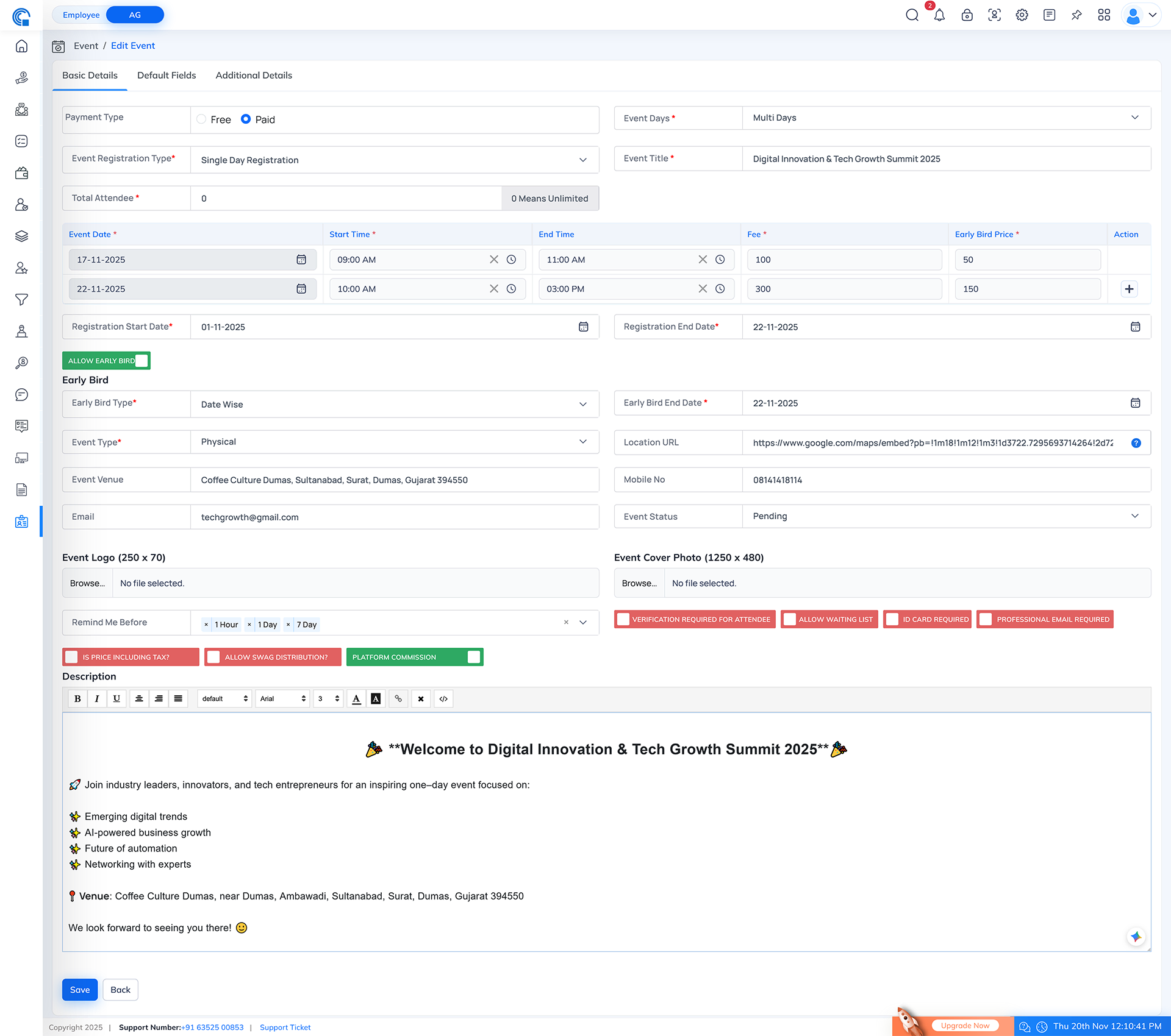 Event Module Navigation