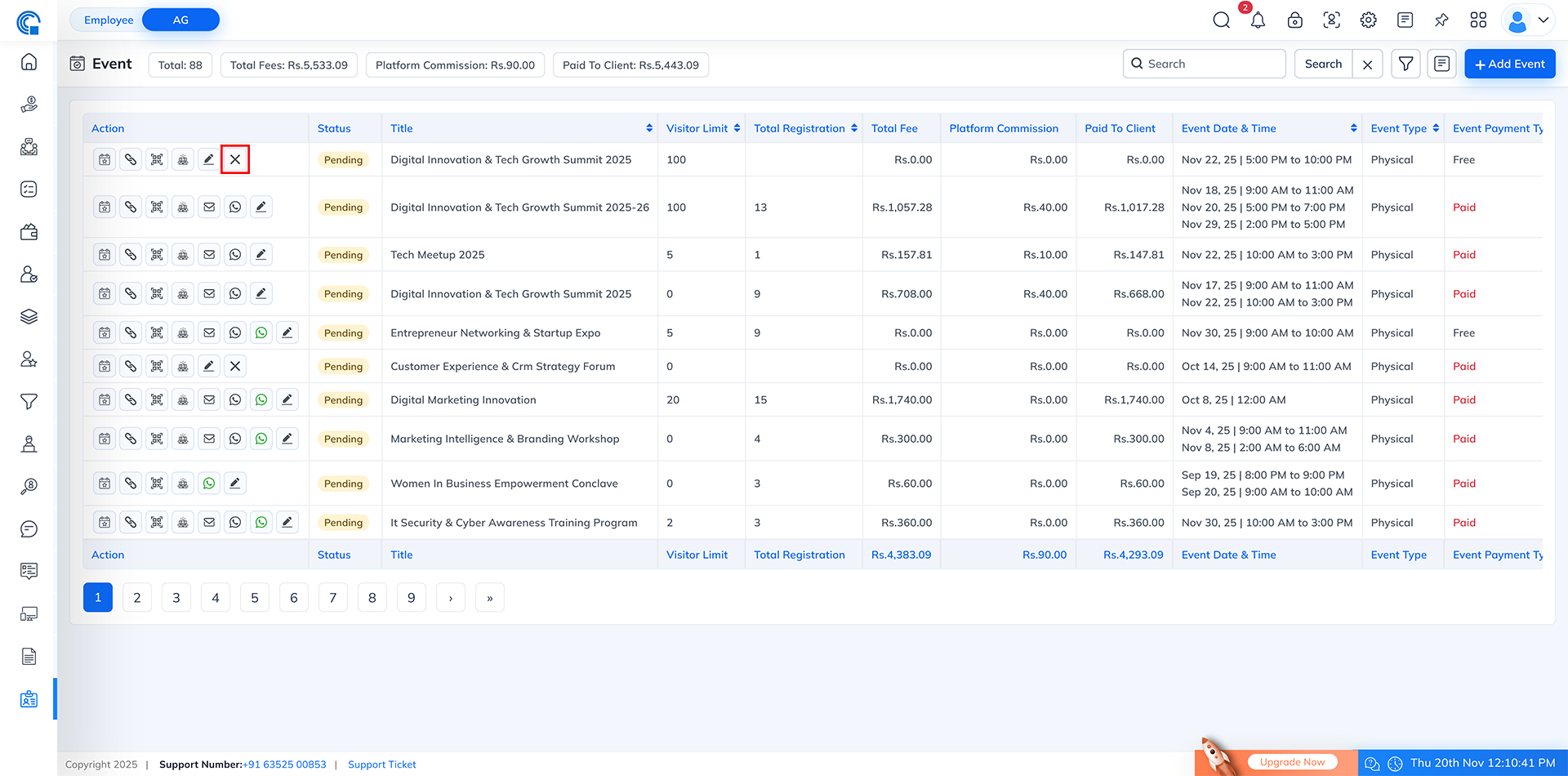 Event Module Navigation