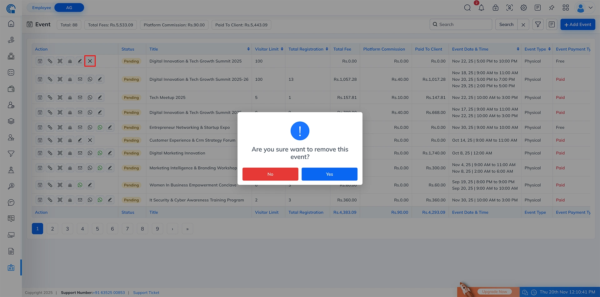 Event Module Navigation