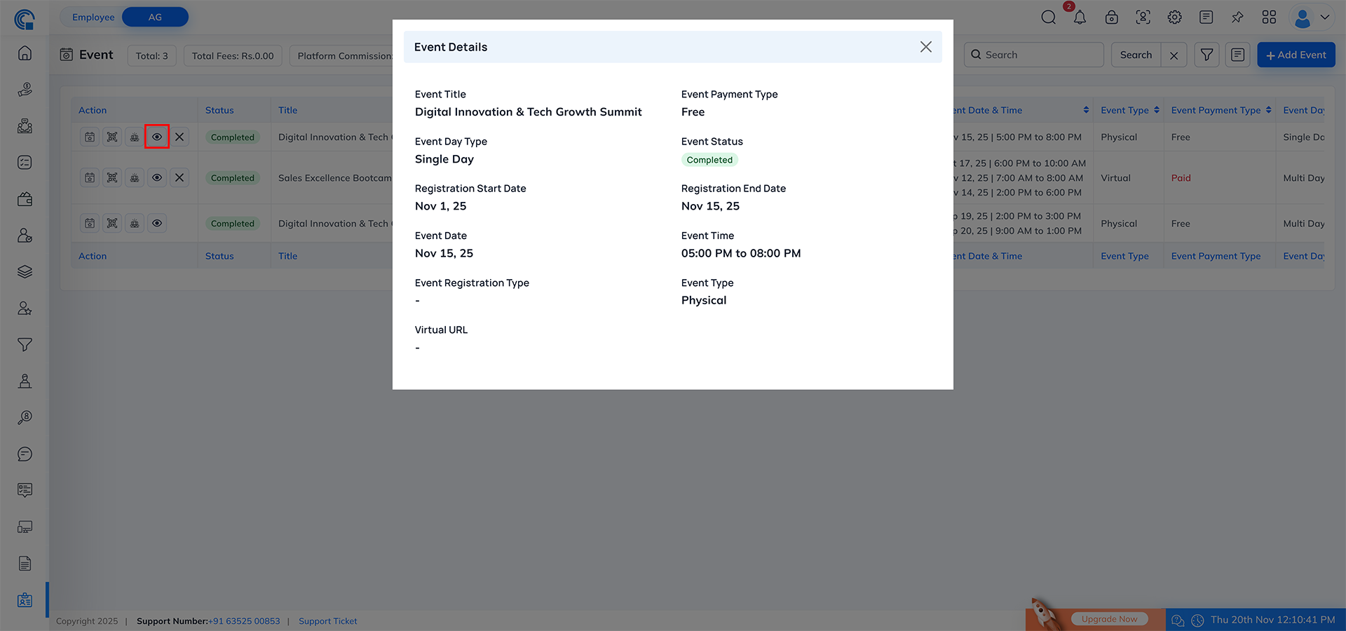 Event Module Navigation