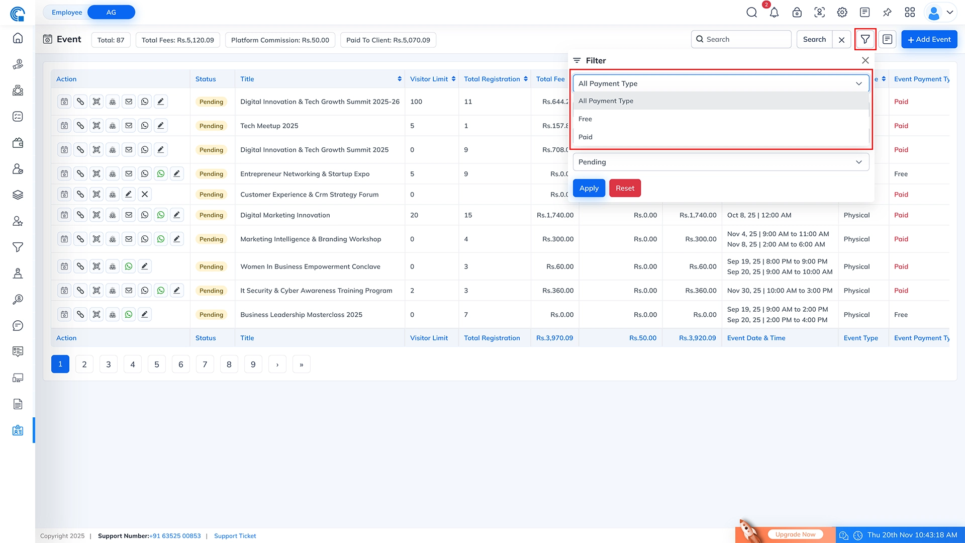 Event Module Navigation