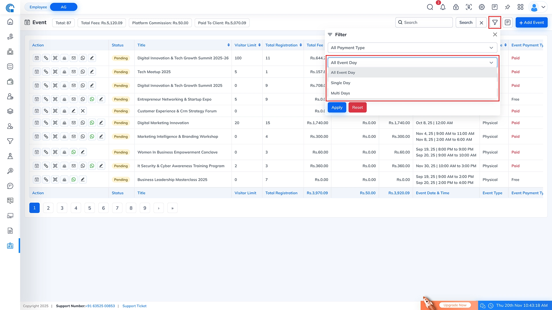 Event Module Navigation