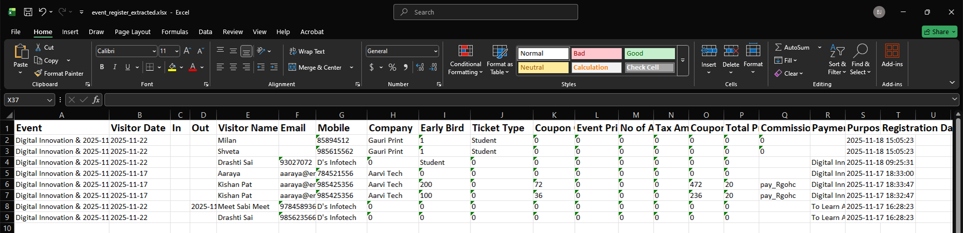 Event Module Navigation
