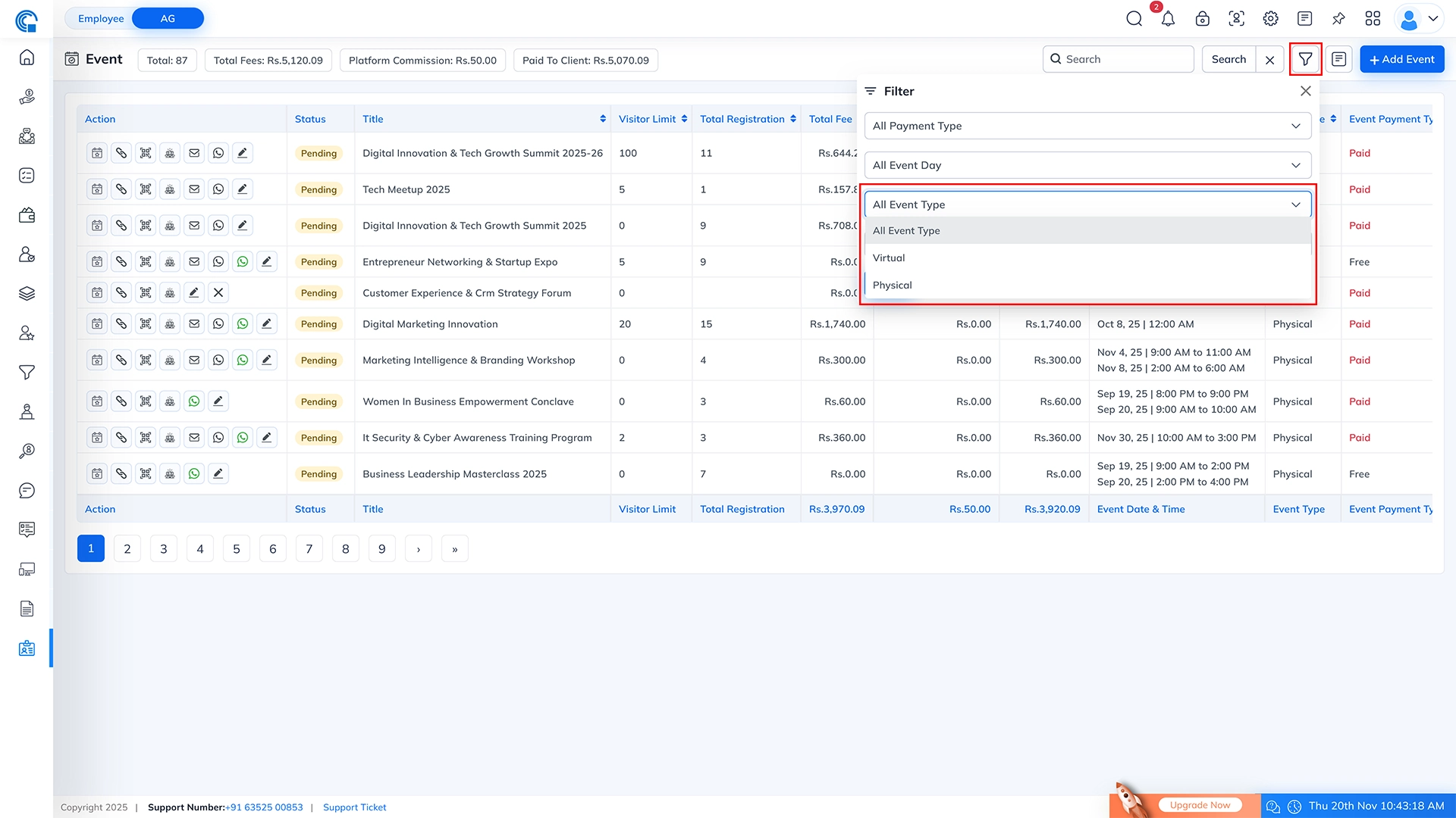 Event Module Navigation