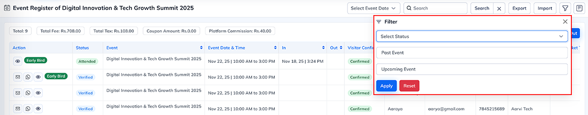 Event Module Navigation