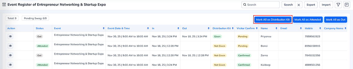 Event Module Navigation