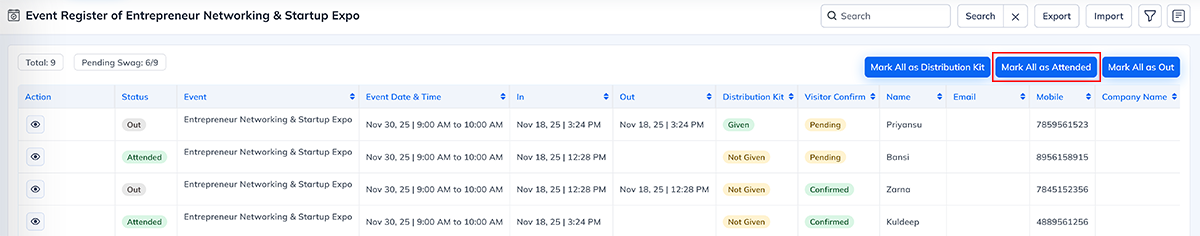 Event Module Navigation