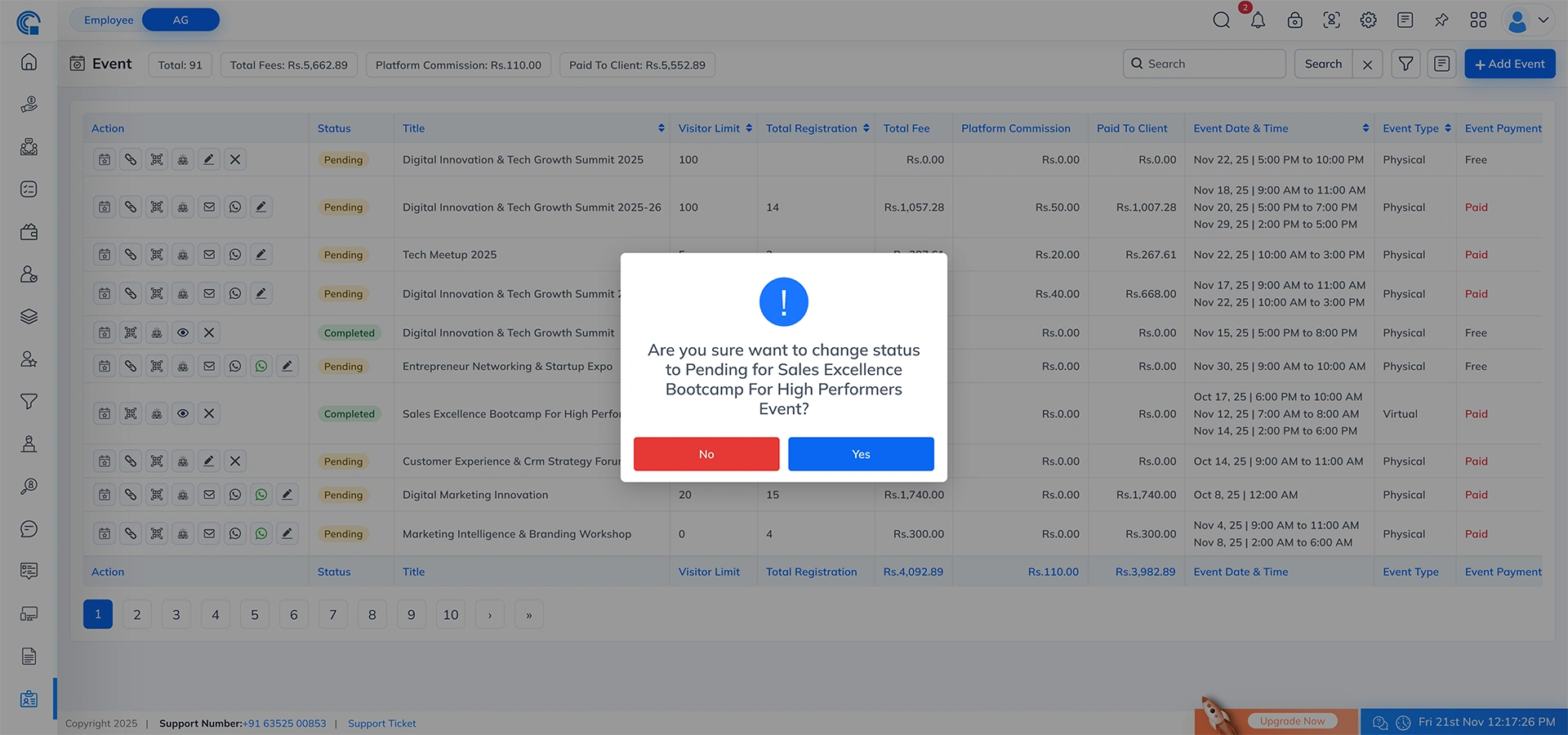 Event Module Navigation