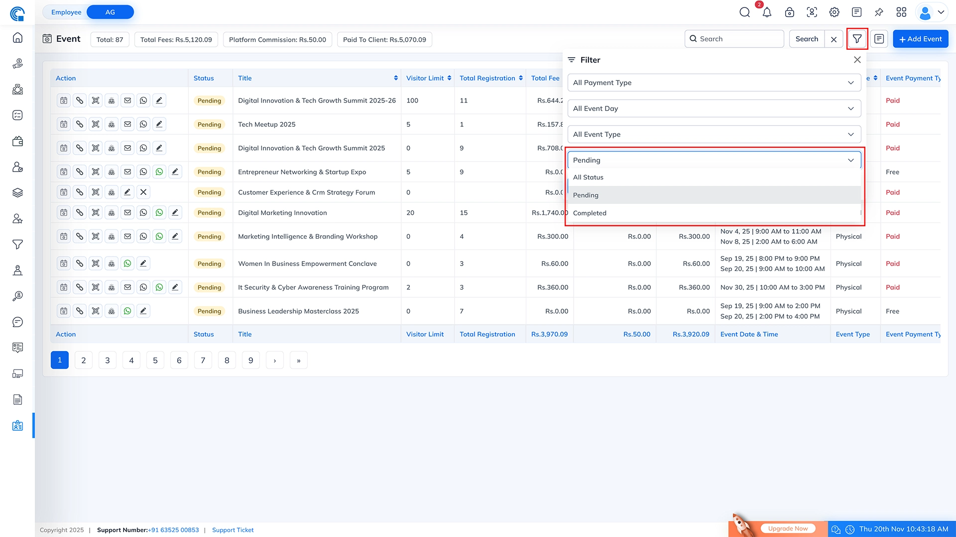 Event Module Navigation