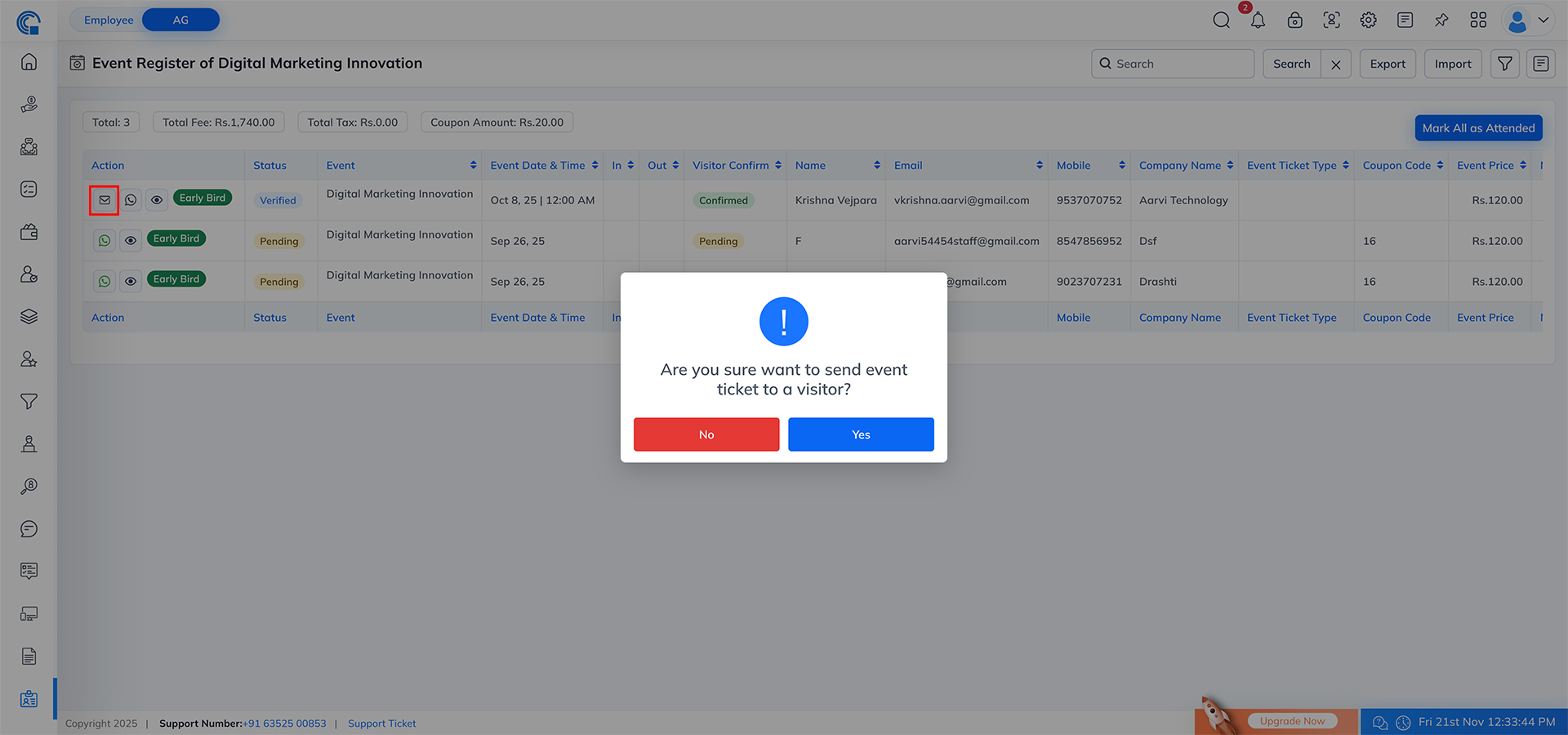 Event Module Navigation