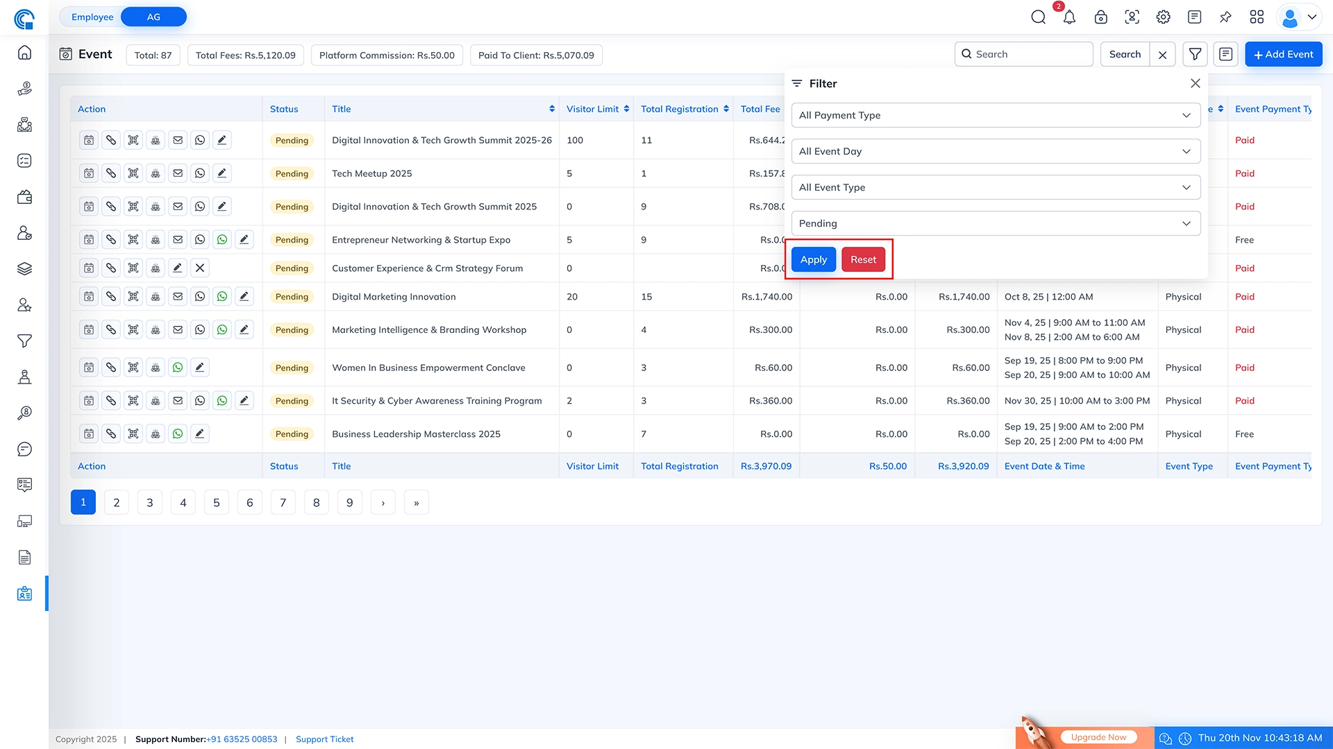 Event Module Navigation