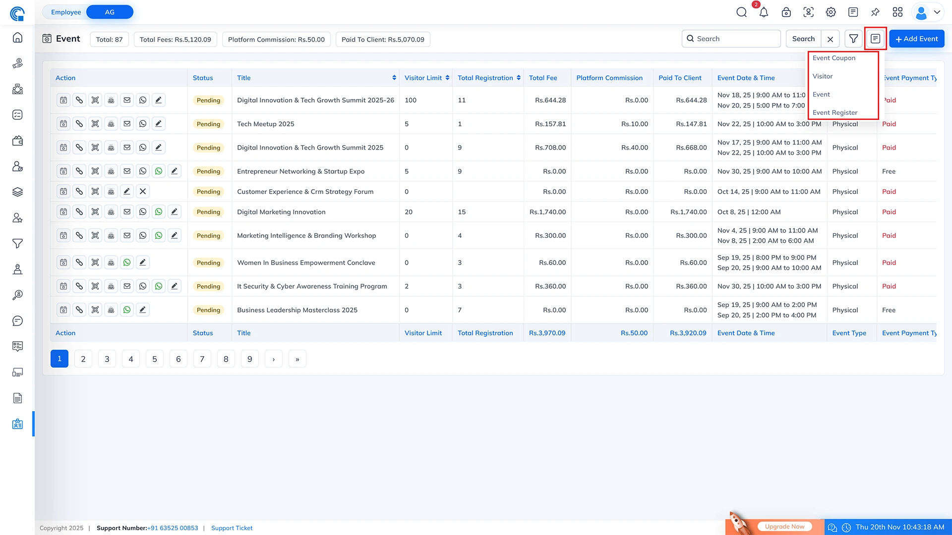 Event Module Navigation